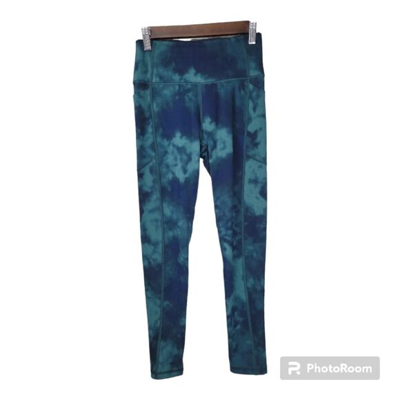 Victoria's Secret Green Tie Dyed athletic Leggings Side Pockets Womens Size Sm - Picture 1 of 13